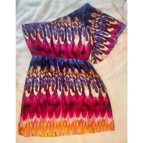 Bisou Bisou Michele Bohbot Size 12 One Shoulder Dress with Flared Sleeve - Picture 2 of 4